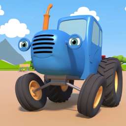 Синий трактор на детской площадке